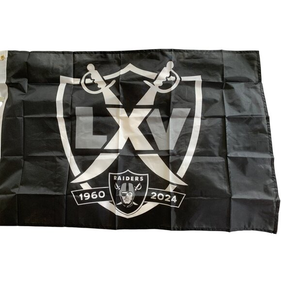 NFL Las Vegas Raiders 1960-2024 Flag 36"x24" 65th Aniversary Box Seat Swag RGG10 - Picture 1 of 6